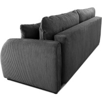 Canapé convertible 3 places - BARI - Velours cotelé - Anthracite - Coffre de rangement - 215 x 89 x 100 cm