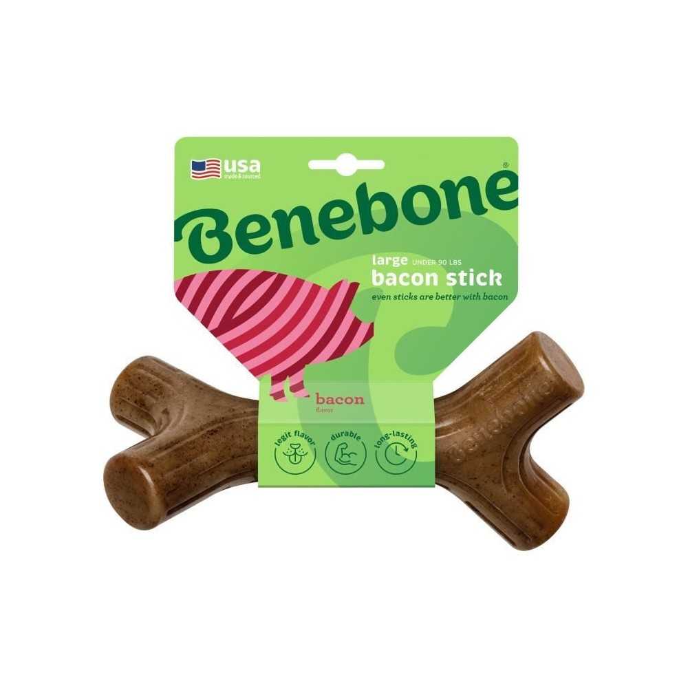 Benebone Jouet bâton a mâcher pour chien adulte, Taille L, saveur ba