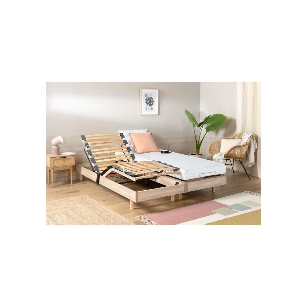 Ensemble relaxation matelas + sommiers électriques 2x70x190cm - Mouss