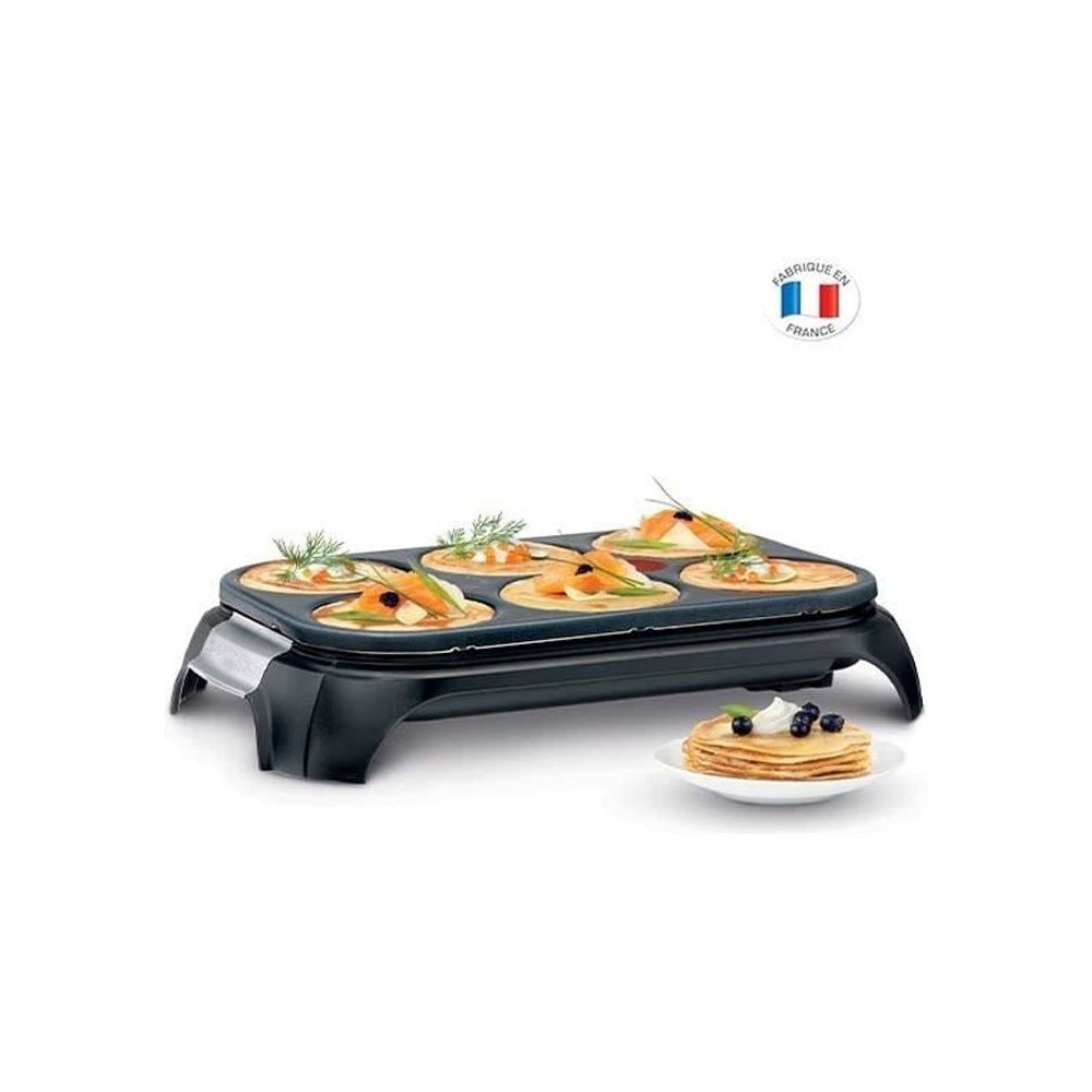 TEFAL Crep'Party, Appareil a crepes 6 empreintes, Antiadhésif, Thermo