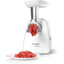 Hachoir a viande SmartPower - BOSCH - MFW2510W - 2 grilles de hachoir - Garnisseur de saucisses - Blanc