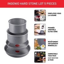 TEFAL INGENIO Hard Stone Lot Poeles 22/26 cm, Casseroles 16/20 cm, Poi