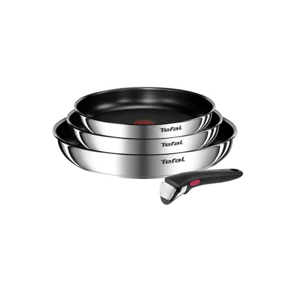 TEFAL INGENIO Emotion 3 poeles 22/24/28 cm + poignée amovible, Inox,