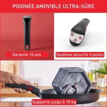 TEFAL INGENIO Emotion 3 poeles 22/24/28 cm + poignée amovible, Inox,