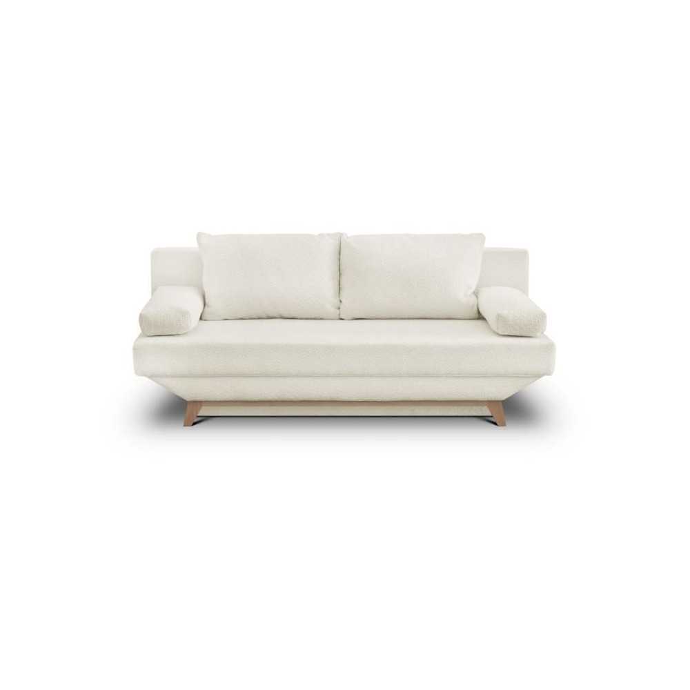 Banquette convertible 3 places TEIJO - Tissu bouclette beige - Coffre