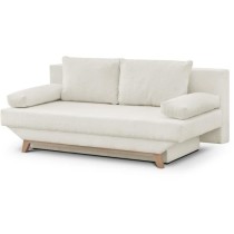 Banquette convertible 3 places TEIJO - Tissu bouclette beige - Coffre