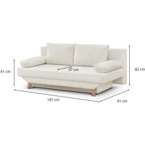 Banquette convertible 3 places TEIJO - Tissu bouclette beige - Coffre