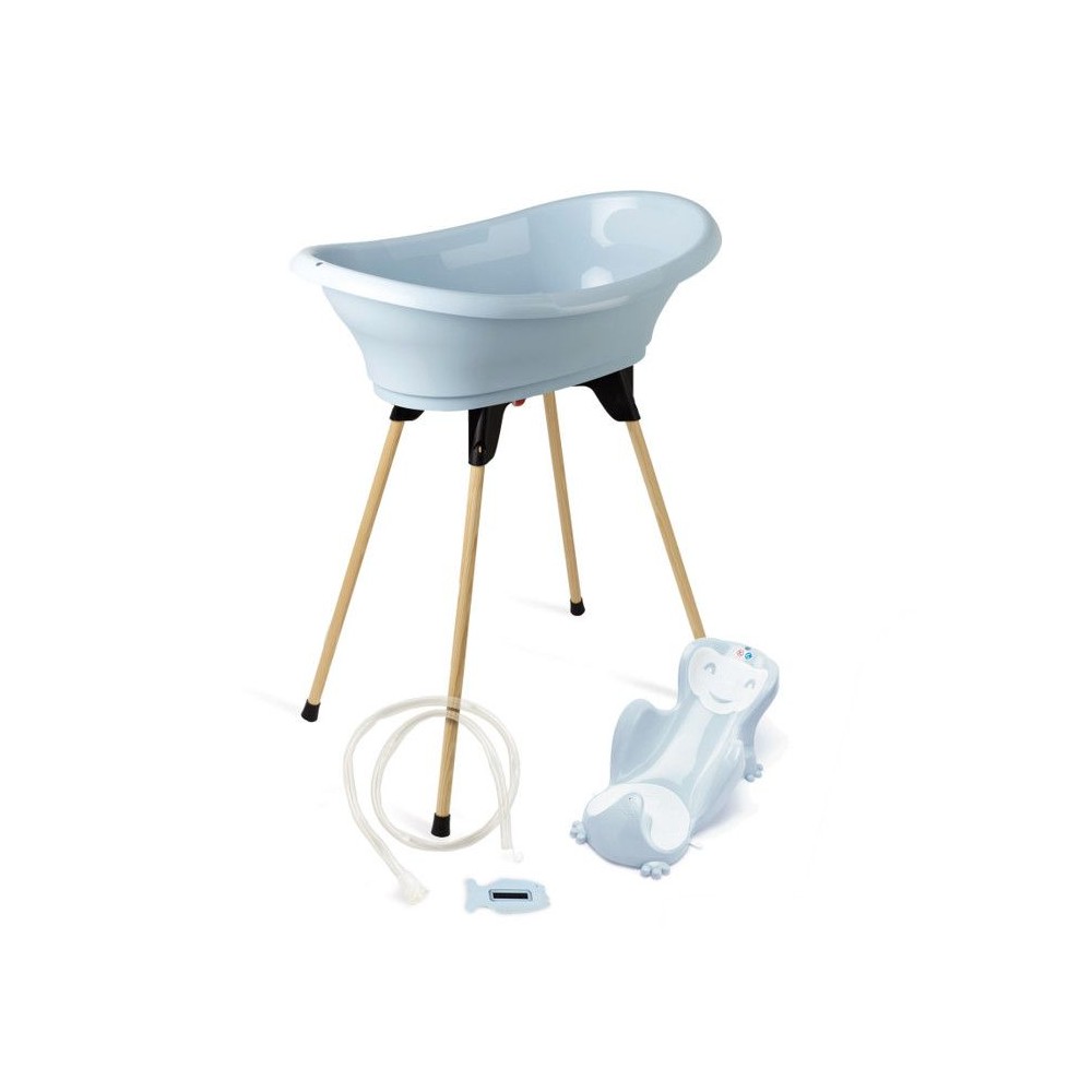 Pack baignoire THERMOBABY VASCO 5 en 1 Fleur bleue - Fabriqué en Fran