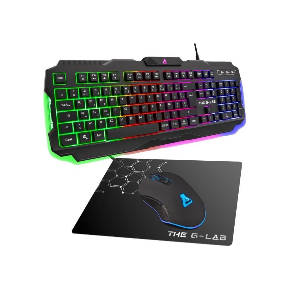 Pack Gamer 3 en 1 - The G-Lab - COMBO HELIUM - Souris Filaire - Clavie