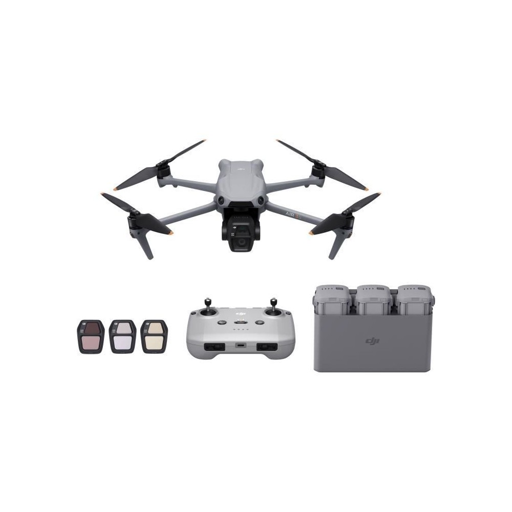 Drone - DJI - Air 3S Fly More Combo (- DJI - RC-N3) - Double Caméra CMOS 1 et Télécam 70mm - 14 Stops de Plage Dynamique - RT