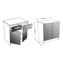 START Caisson bas de cuisine L 80 cm avec plan de travail inclus - Blanc Brillant