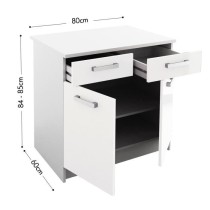 START Caisson bas de cuisine L 80 cm avec plan de travail inclus - Blanc Brillant