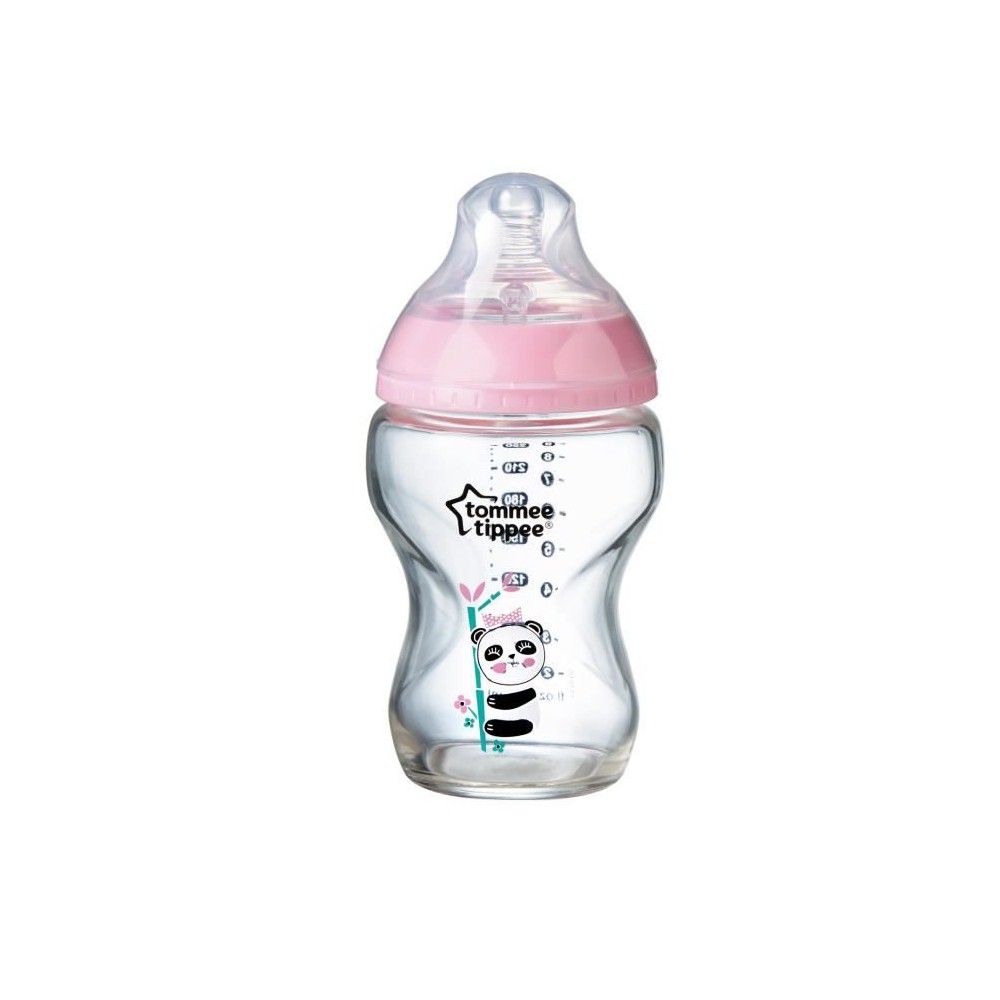 TOMMEE TIPPEE Biberon en Verre Closer to Nature, 250ml, Bleu Décoré