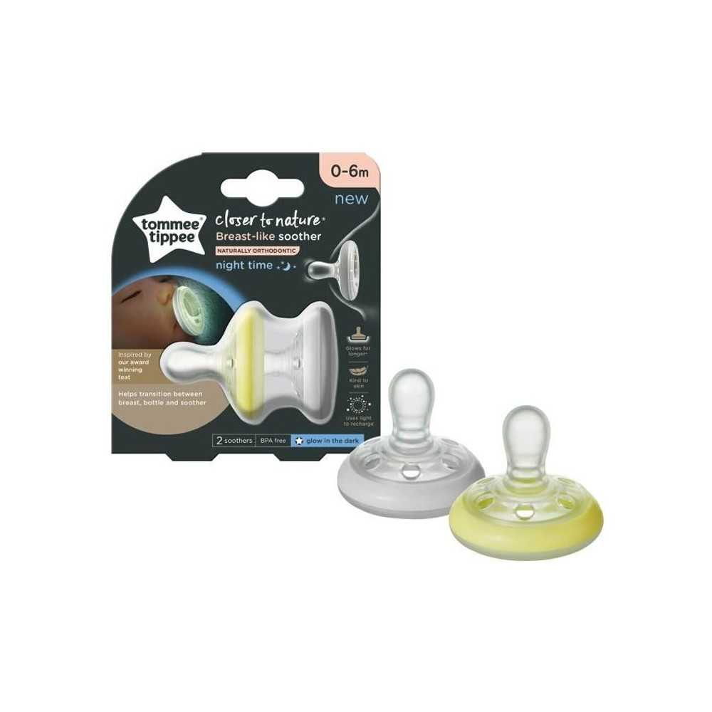 Sucette Tommee Tippee Closer to Nature Nuit Fluorescente 0-6m Lot de 2