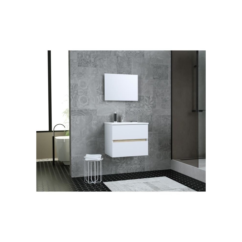 TOTEM Salle de bain 60cm - 2 tiroirs fermetures ralenties - simple vas