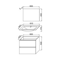 TOTEM Salle de bain 60cm - 2 tiroirs fermetures ralenties - simple vas