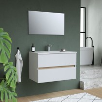 TOTEM Blanc, set de salle de bain 80, vanity+vasque+miroir