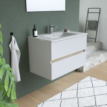 TOTEM Blanc, set de salle de bain 80, vanity+vasque+miroir