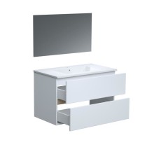 TOTEM Blanc, set de salle de bain 80, vanity+vasque+miroir