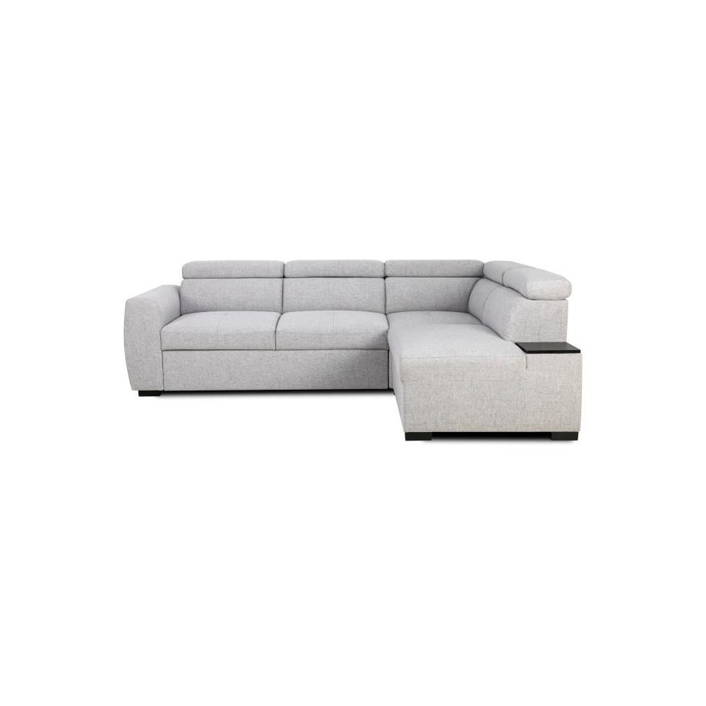 Canapé d'angle convertible réversible - 4/5 places - KELIO - Tissu Gris - 3 tétieres - 245 x 184 x 77/87 cm