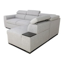 Canapé d'angle convertible réversible - 4/5 places - KELIO - Tissu Gris - 3 tétieres - 245 x 184 x 77/87 cm