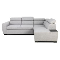 Canapé d'angle convertible réversible - 4/5 places - KELIO - Tissu Gris - 3 tétieres - 245 x 184 x 77/87 cm