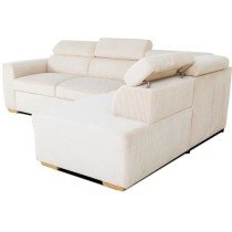 Canapé d'angle convertible réversible - 4/5 places - KELIO - Velours côtelé beige - 245 x 184 x 77/87cm