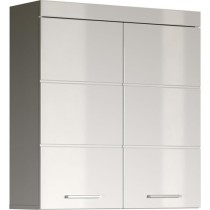 Meuble haut de salle de bain AMANDA - 2 portes - Blanc brillant - L73