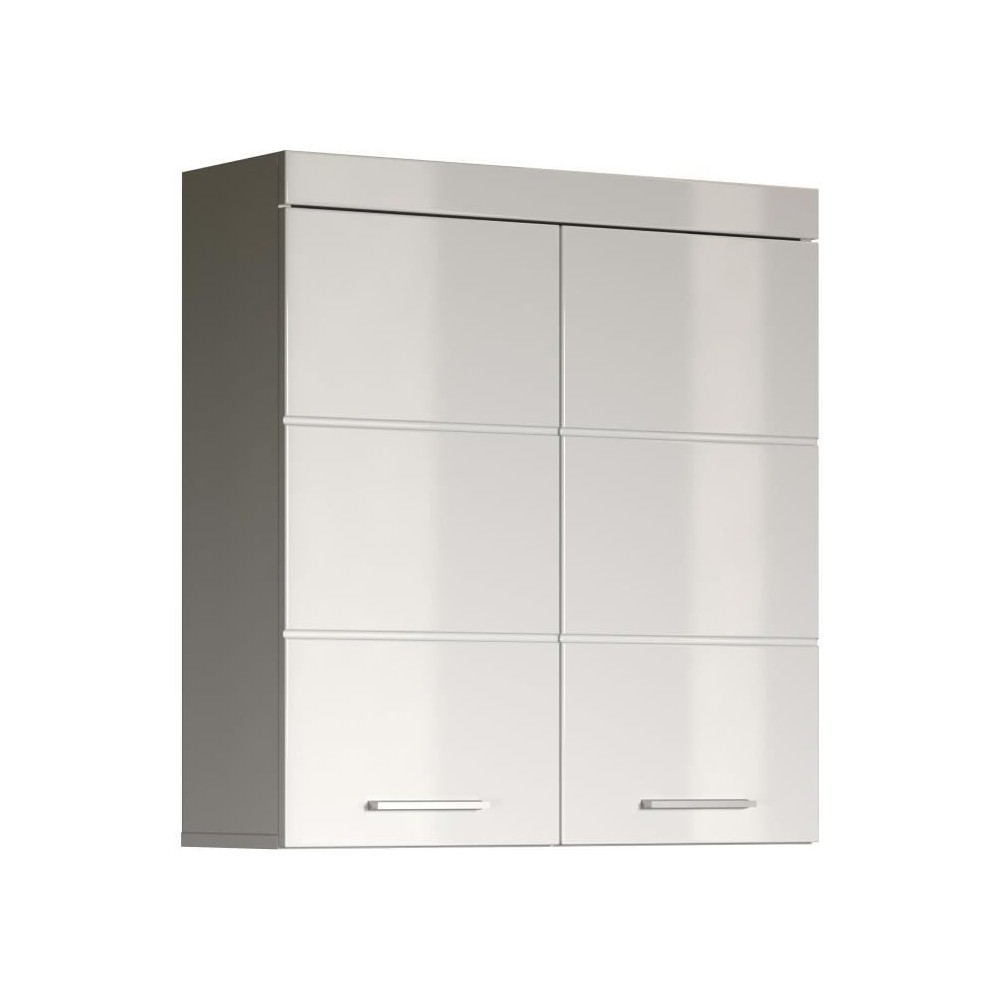 Meuble haut de salle de bain AMANDA - 2 portes - Blanc brillant - L73