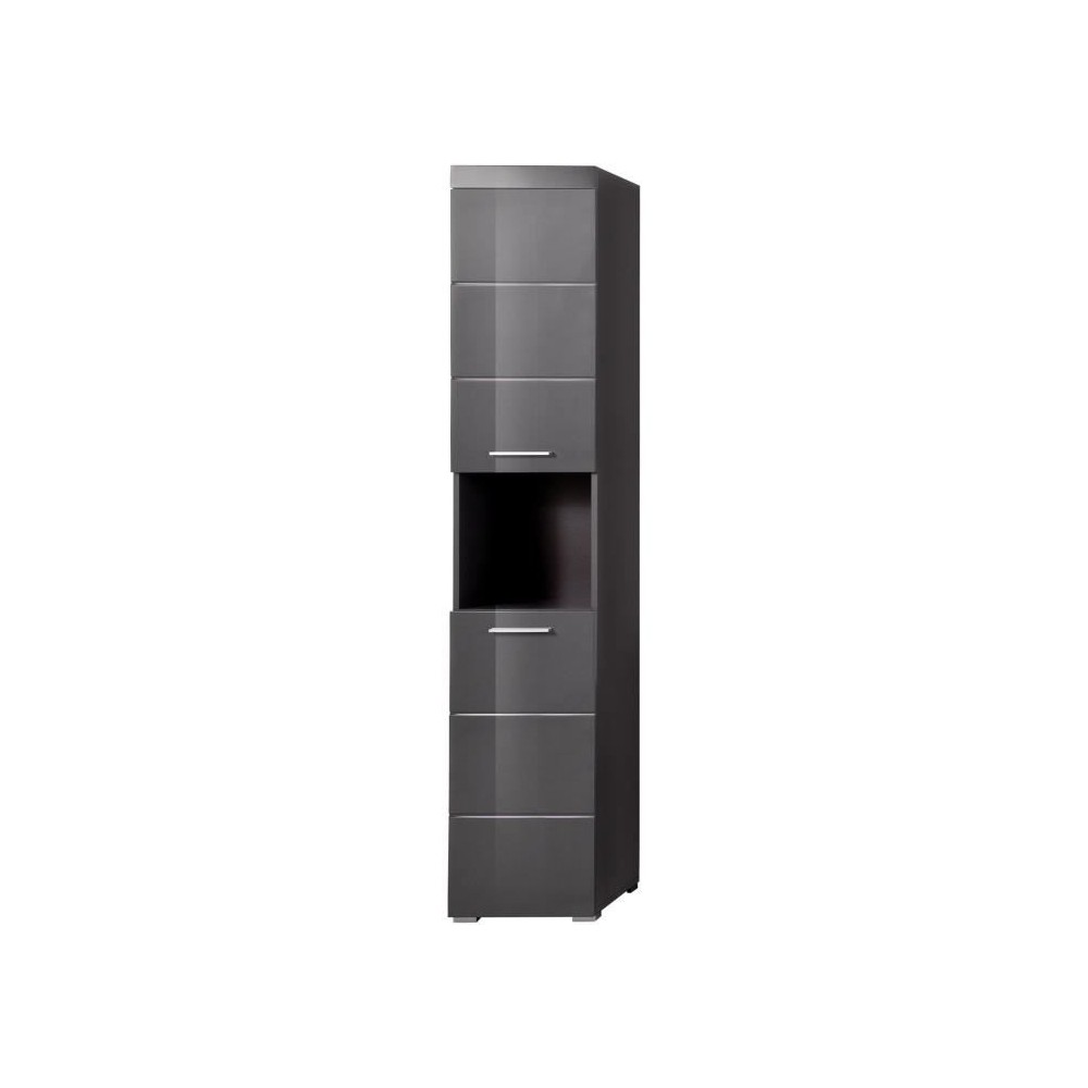 Colonne de salle de bain AMANDA - 2 portes - Gris brillant - L37 x P31