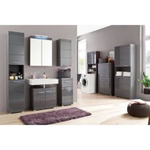 Colonne de salle de bain AMANDA - 2 portes - Gris brillant - L37 x P31