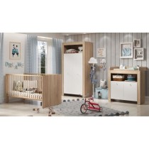 Chambre bébé trio PIA - Lit 70x140 cm + Commode a langer 2 portes +