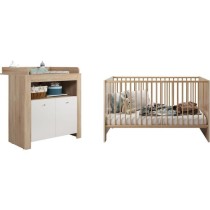 Chambre bébé duo PIA - Lit 70x140 cm + Commode a langer 2 portes - D