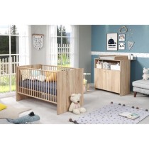 Chambre bébé duo NIKO - Lit 70x140 cm + Commode a langer 2 portes -