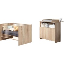 Chambre bébé duo NIKO - Lit 70x140 cm + Commode a langer 2 portes -