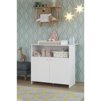 Chambre bébé Duo : Lit 70 x 140 cm + Commode a langer NIKO - Blanc -