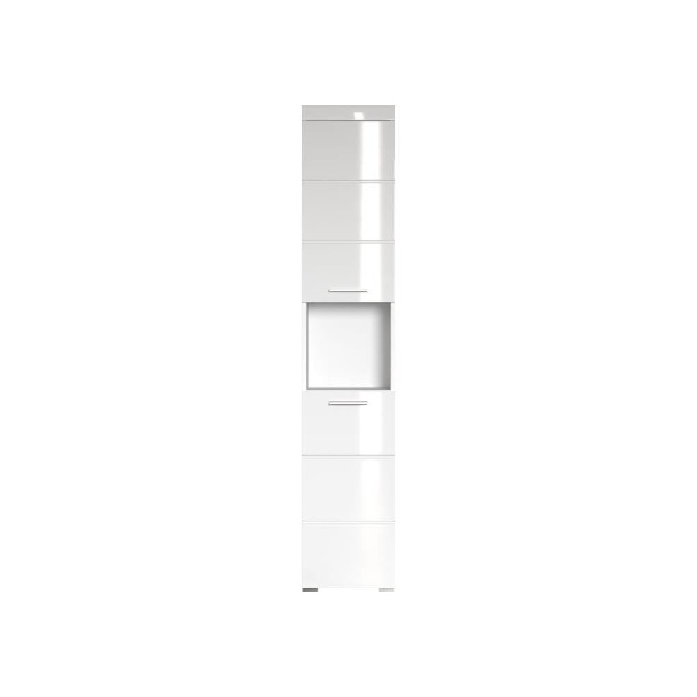 Colonne de salle de bain AMANDA - 2 portes - Blanc brillant - L37 x P3