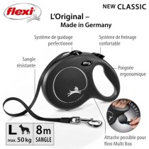 Laisse New Classic L Tape 8 m black Flexi CL30T8-251-S-20