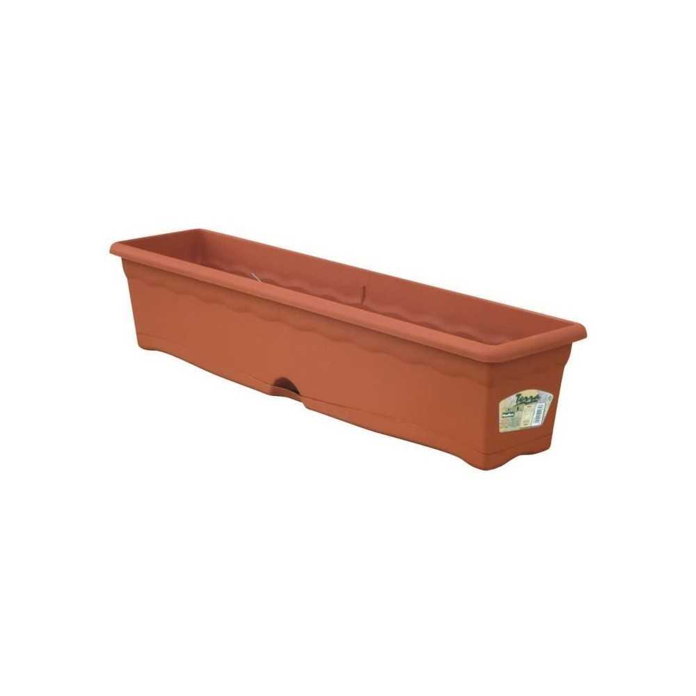 PLASTIKEN Jardinière rectangulaire Ø 80 X 20 cm avec plateau - Terracotta