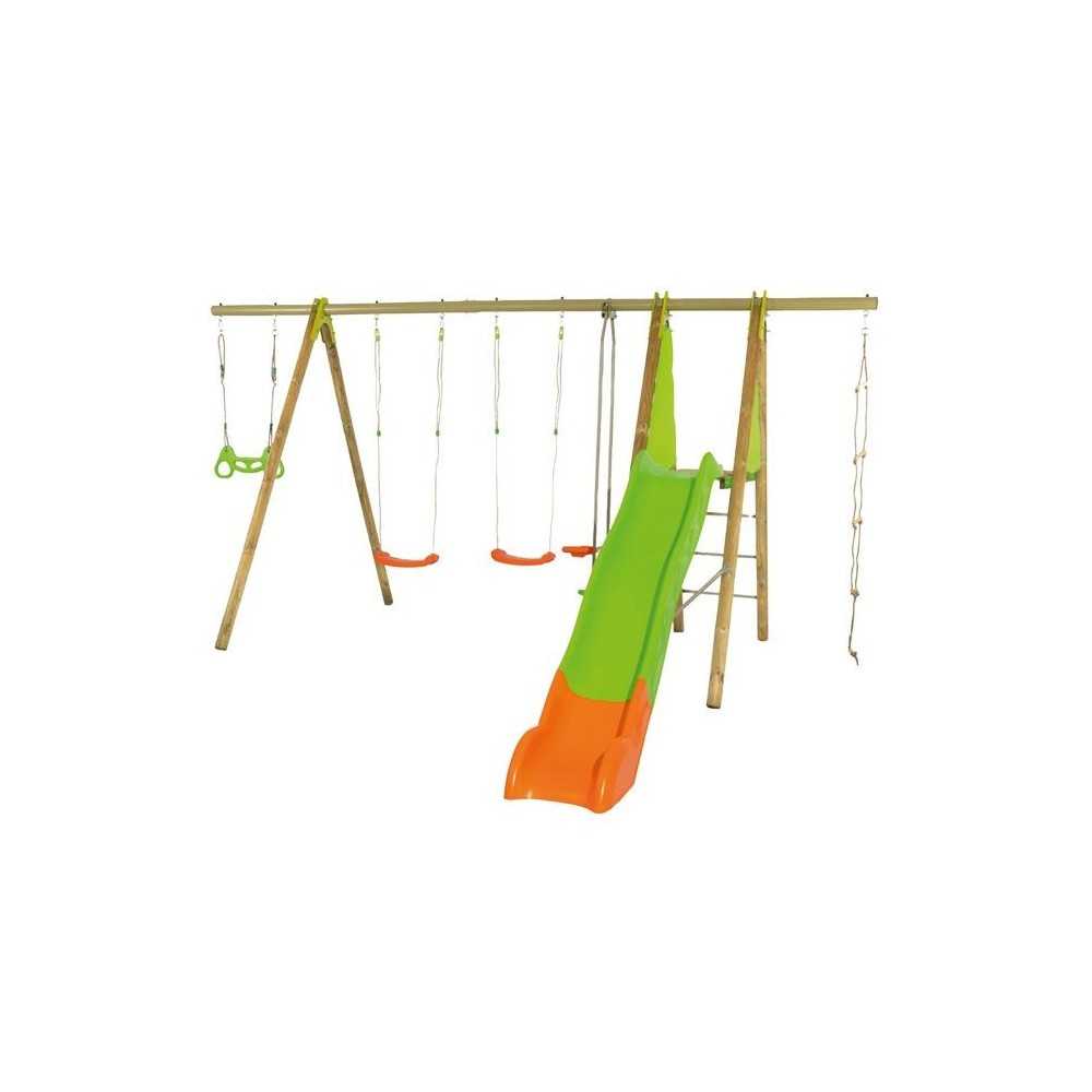 Station de jeux bois poutre métal TECHWOOD MAKUTA 2,30 m + toboggan 8