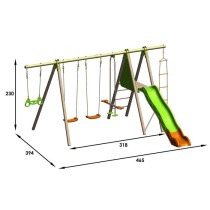 Station de jeux bois poutre métal TECHWOOD MAKUTA 2,30 m + toboggan 8