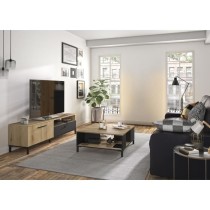 Ensemble meuble TV et table basse - TRUST - Chene / Noir - GAMI