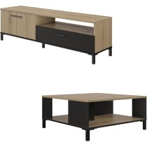 Ensemble meuble TV et table basse - TRUST - Chene / Noir - GAMI