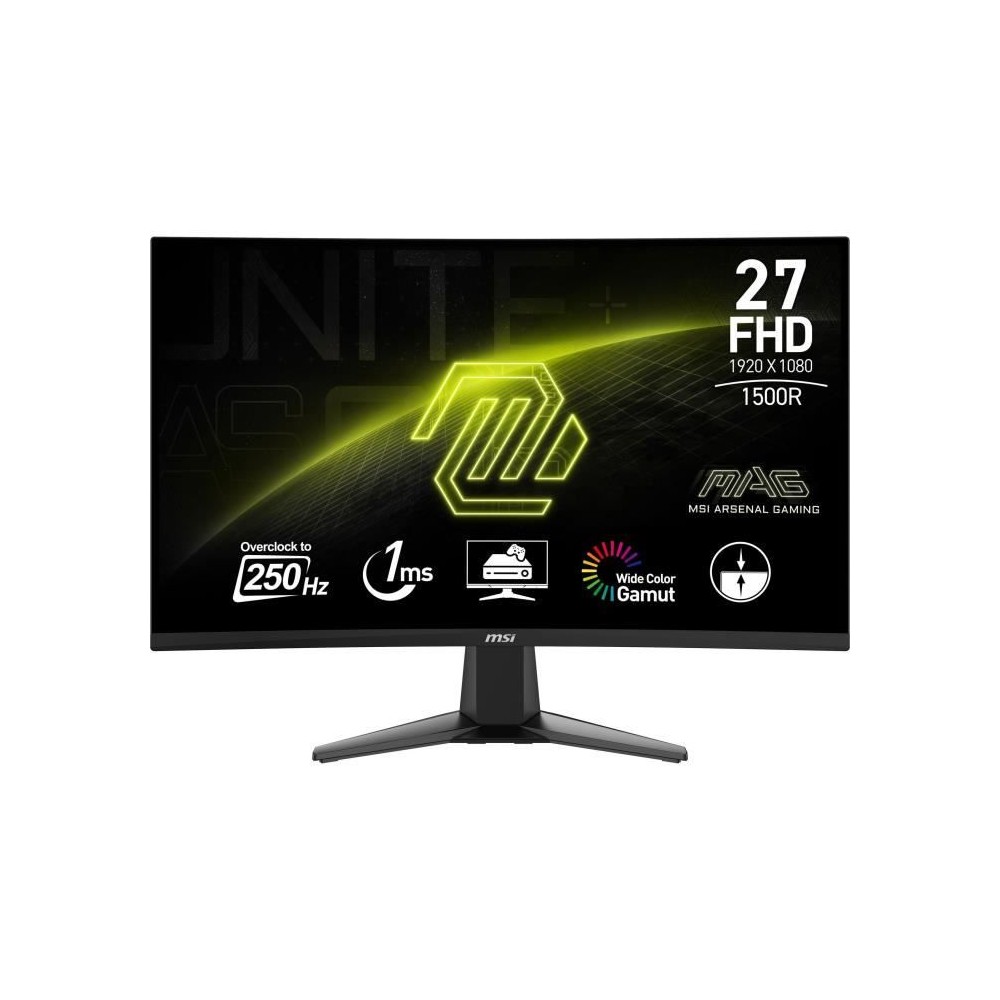 Écran Gaming - MSI - 27'' Incurvé 1500R - QHD - 1ms - 250Hz - HDR Ready - Adaptive Sync - Compatible VESA