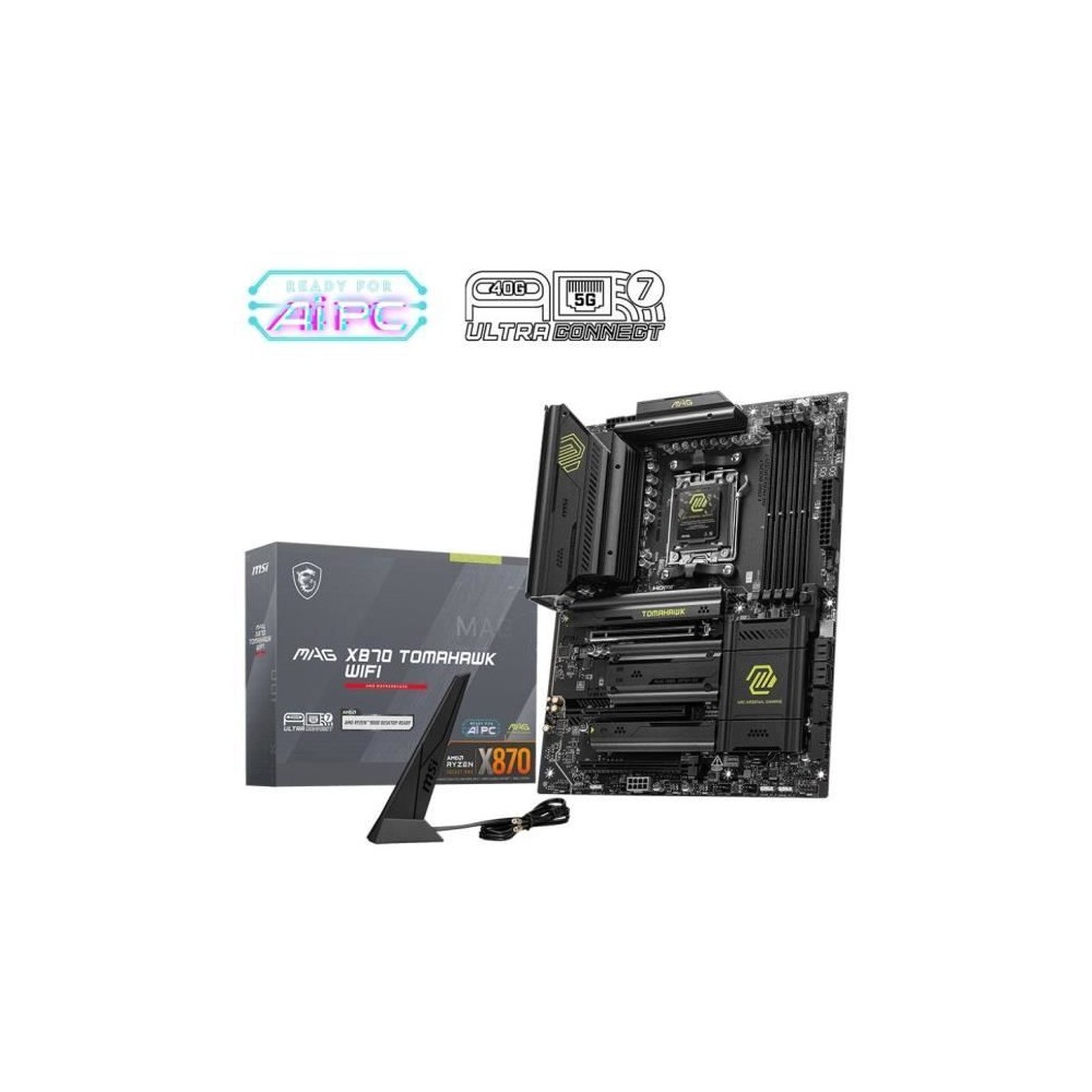 Carte mere - MSI - MAG X870 TOMAHAWK WIFI - Wi-Fi 7, 5G LAN, USB 40 Gb/s, PCIe 5.0, AMD Ryzen 9000