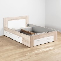 UDINE Lit adulte contemporain décor chene cendré et blanc mat - l 14