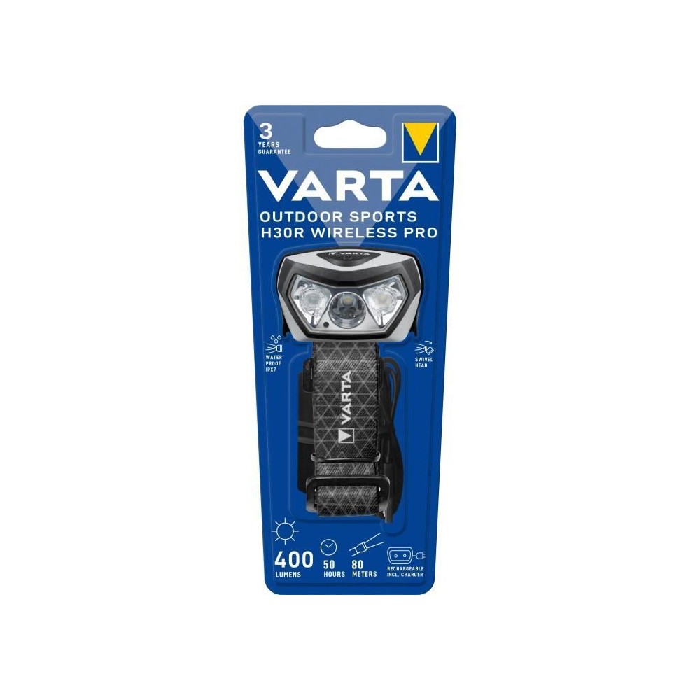 Frontale-VARTA-Outdoor Sports H30R Wireless Pro-400lm-Rechargeable-IPX