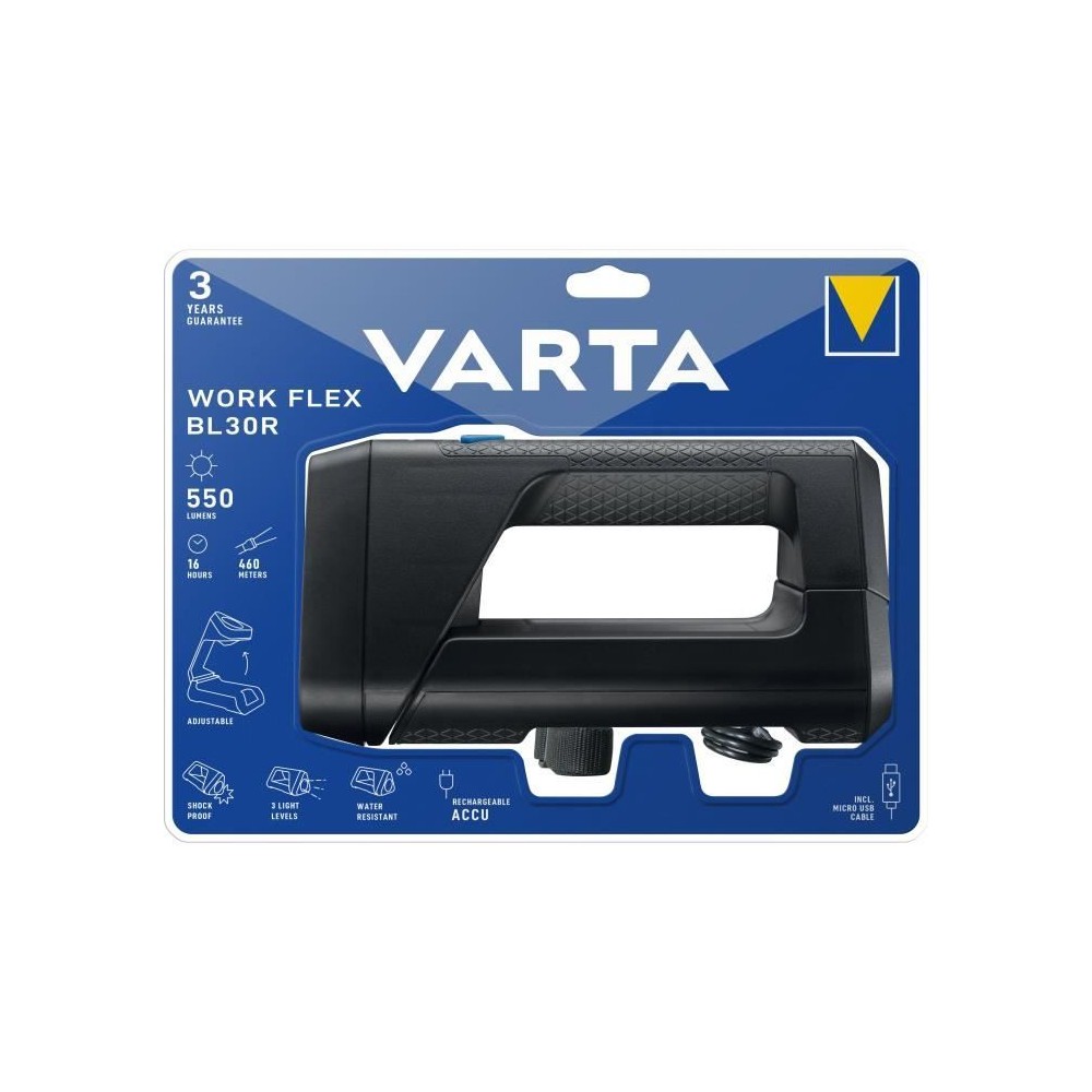 Baladeuse-VARTA-Work Flex BL30R-550lm-Puissante-Eclairage ajustable-IP