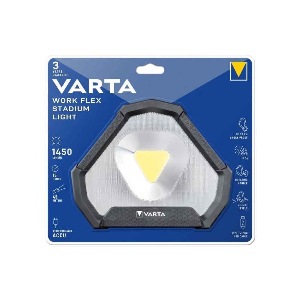 Projecteur de travail VARTA Work Flex Stadium Light - 1450lm - Recharg