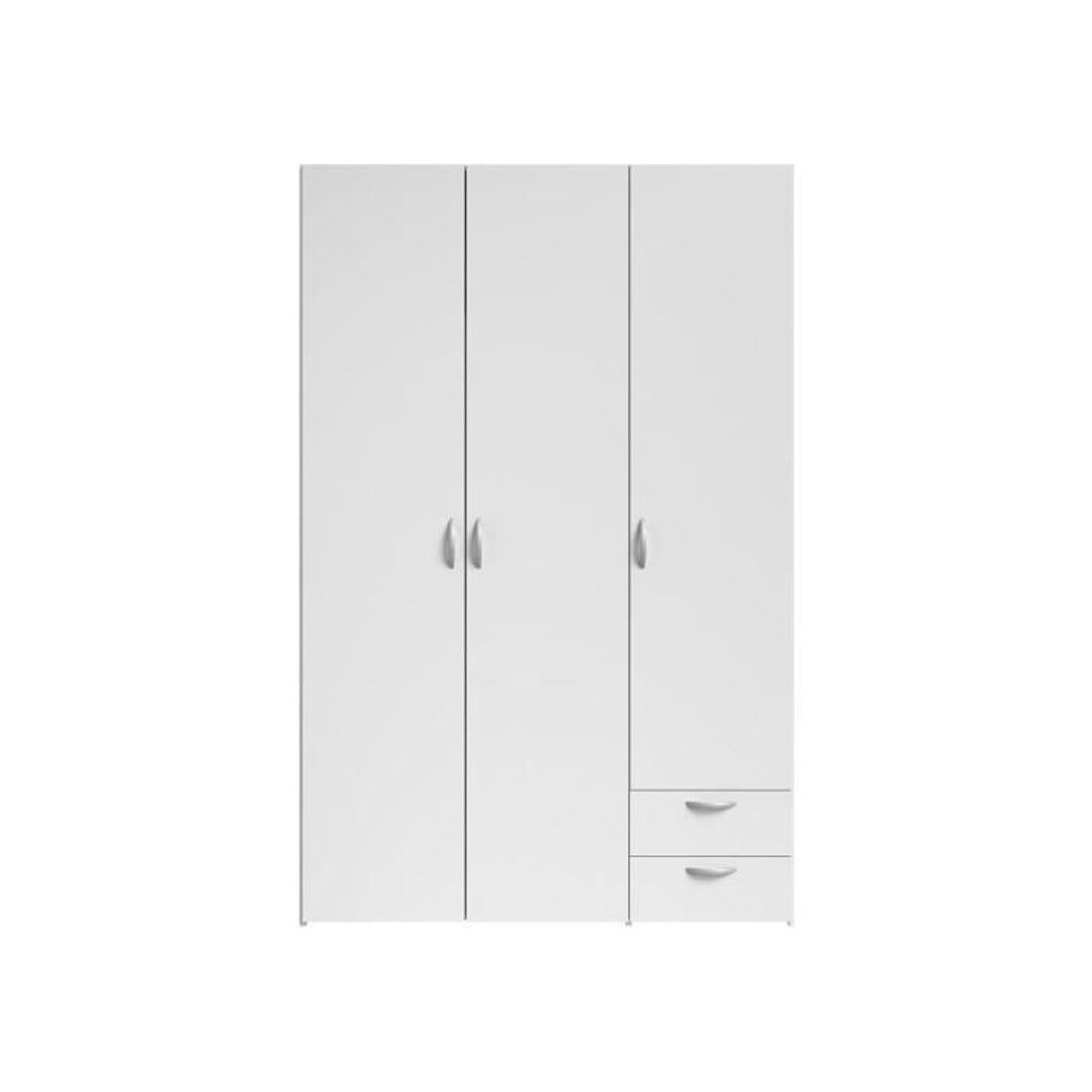 Armoire VARIA - Décor blanc - 3 portes + 2 tiroirs - L 120 x H 185 x